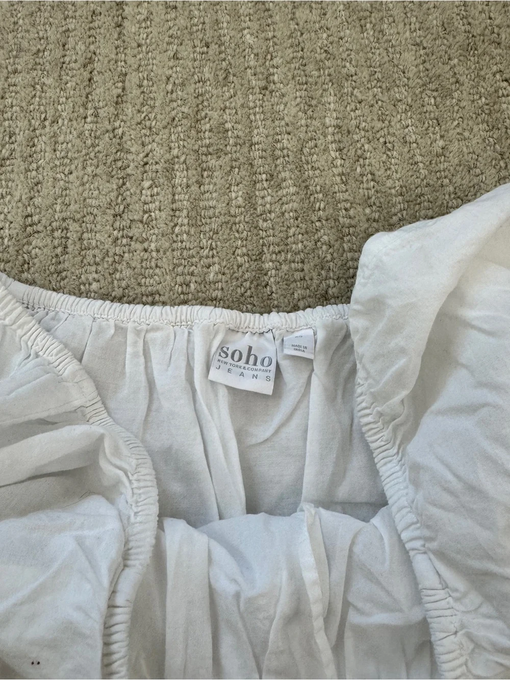 Soho White Off-Shoulder Eyelet Hem Top - Picture 5 of 6